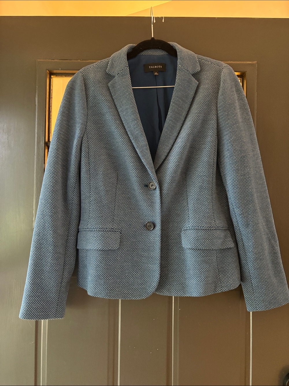 Talbots Light Blue Textured Single-Button Blazer - Picture 2 of 5